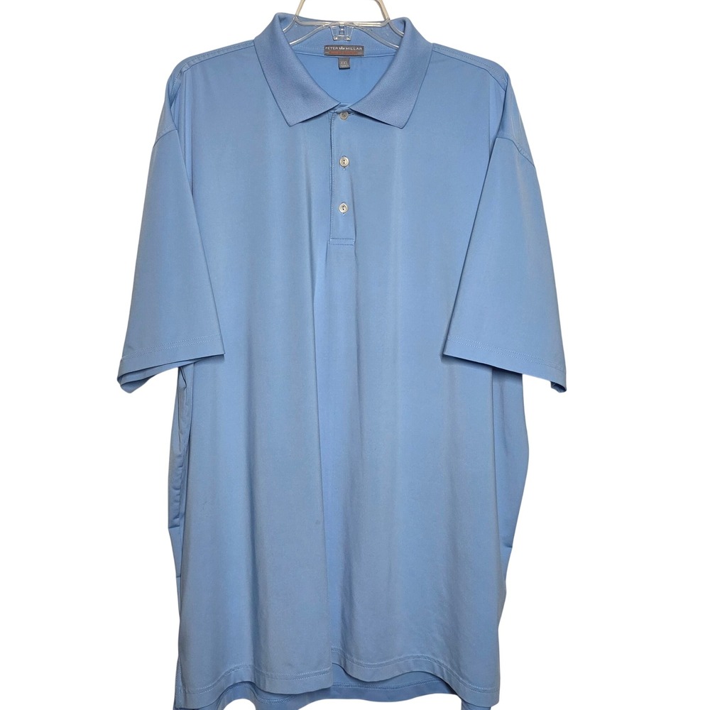 Peter Millar Summer Comfort Polo Shirt‎ XXL Light Blue Short Sleeve Golf Mens